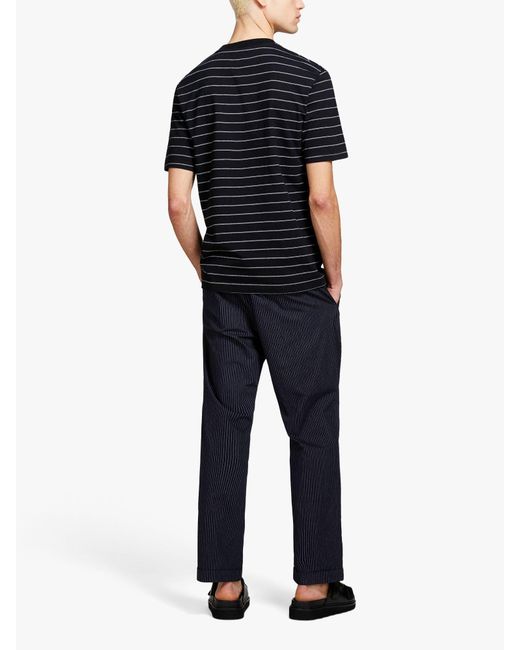 Sisley Black Regular Fit Yarn Dyed Stripe T-shirt for men