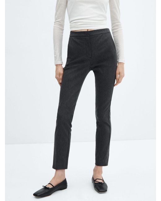Mango Gray Cola Cropped Skinny Fit Trousers