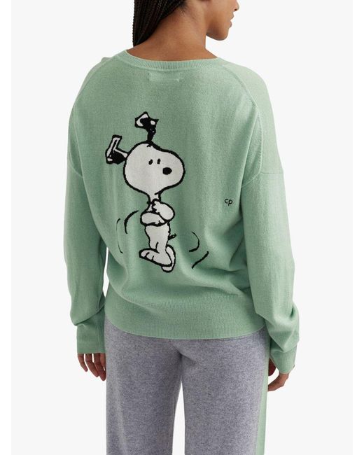 Chinti & Parker Green Wool And Cashmere Blend Dancing Snoopy Jumper