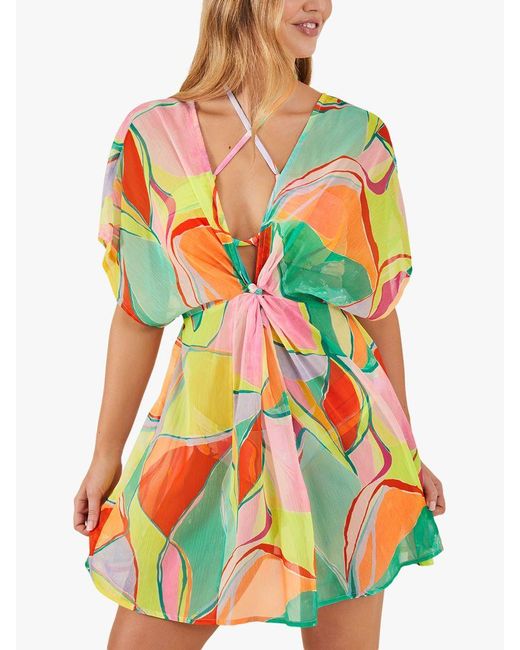 Accessorize White Abstract Print Kaftan
