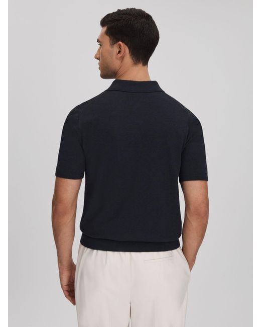 Reiss Blue Finch - Navy Cotton Blend Contrast Polo Shirt, S for men