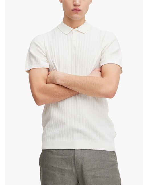 Casual Friday White Karl Short Sleeve Knitted Polo Shirt for men