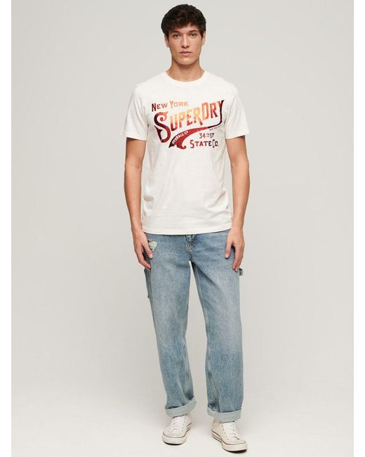 Superdry White Metallic Workwear Graphic T-shirt for men