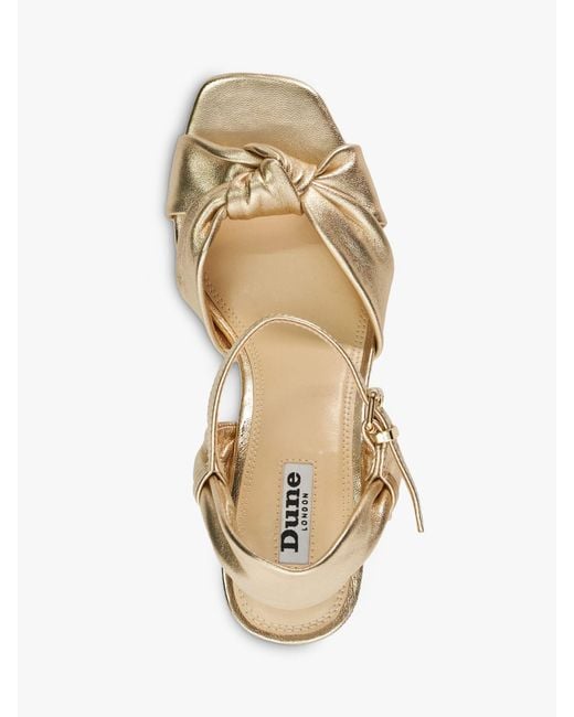 Dune Metallic Kaino Knotted Leather Wedge Sandals