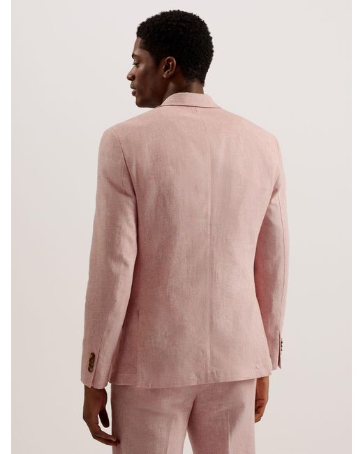 Ted Baker Pink Damaskj Slim Fit Cotton Linen Blazer for men