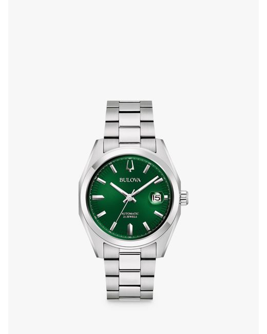 Bulova Green 96b429 Surveyor Automatic Date Bracelet Strap Watch for men