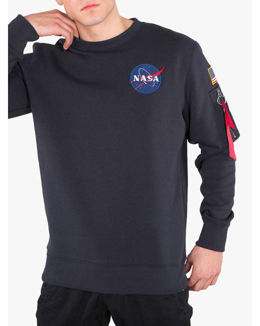 Alpha Industries Blue X Nasa Space Shuttle Logo Sweatshirt for men