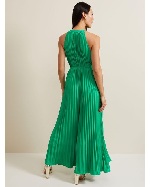 Phase Eight Green Brea Pleated Wide Leg Jumpsuit