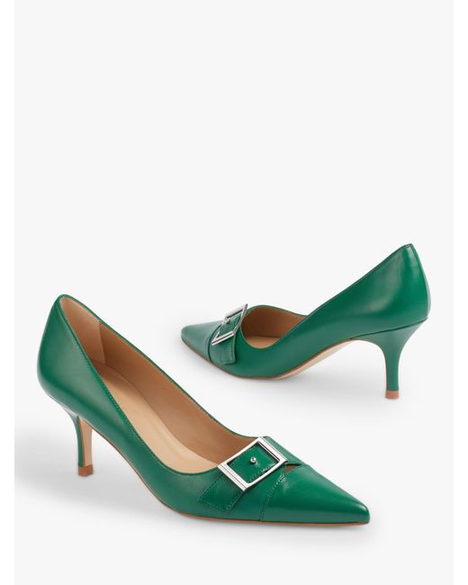 L.K.Bennett Green Billie Nappa Leather Pointed Court Shoes