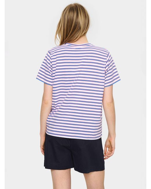 Saint Tropez Purple Emilia Cotton Blend Striped T-shirt