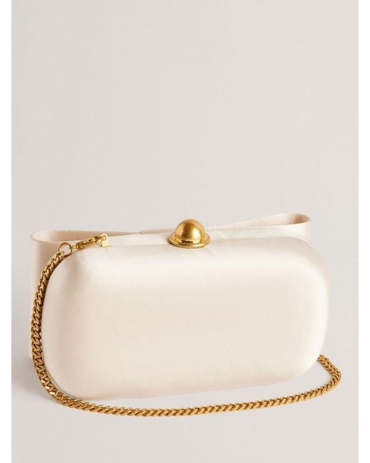 Ted Baker Natural Bowelaa Satin Bow Clutch Bag