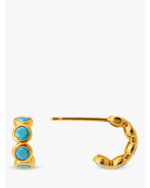 Orelia Metallic Turquoise Huggie Hoop Earrings