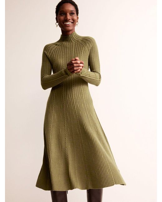 Boden Green Tessa Knitted Midi Dress