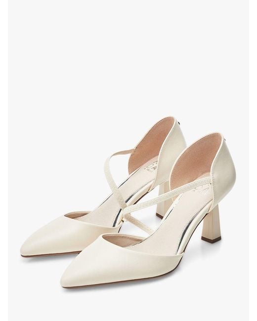 Moda In Pelle White Camariya Flared Heel Leather Court Shoes