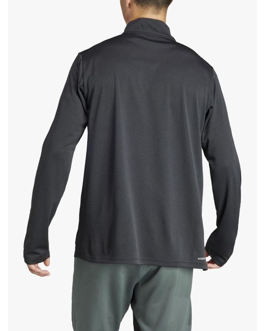 Adidas Gray Train Essentials Training 1/4 Zip Long Sleeve Top for men