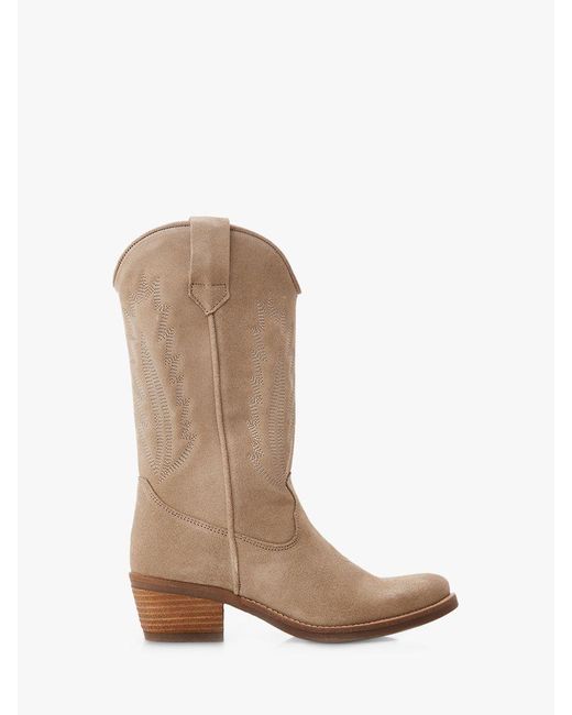 Moda In Pelle Natural Fanntine Suede Cowboy Boots