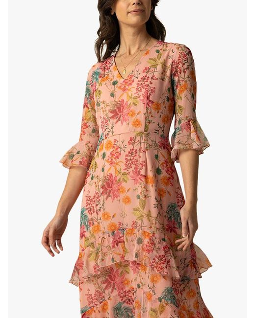 Raishma Pink Alicia Floral Midi Dress