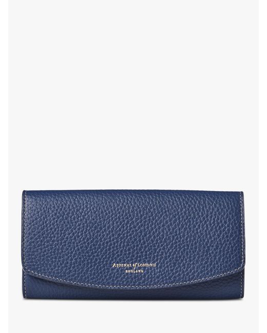 Aspinal Blue Essential Pebble Leather Purse