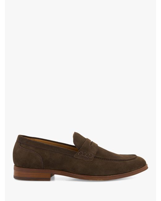 Dune Brown Sulli Suede Moccasin Shoes for men