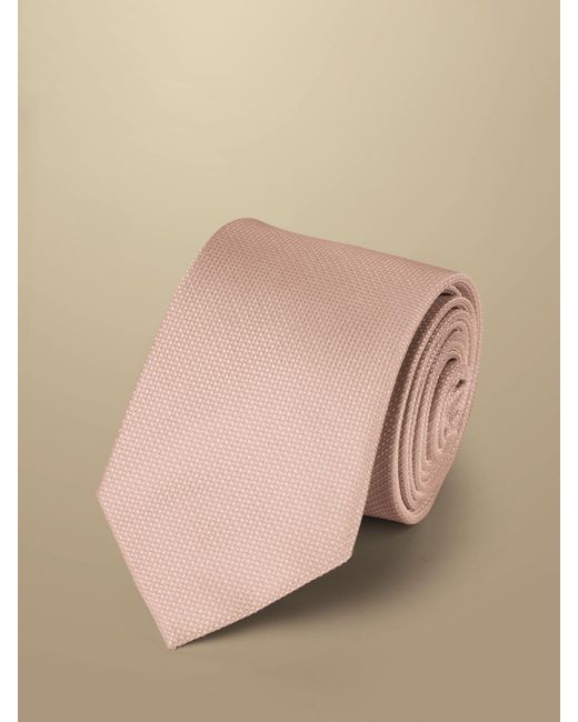 Charles Tyrwhitt Natural Textured Silk Stain Resistant Tie for men