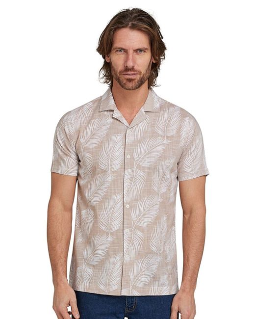 Raging Bull White Palm Leaf Cotton Shirt for men
