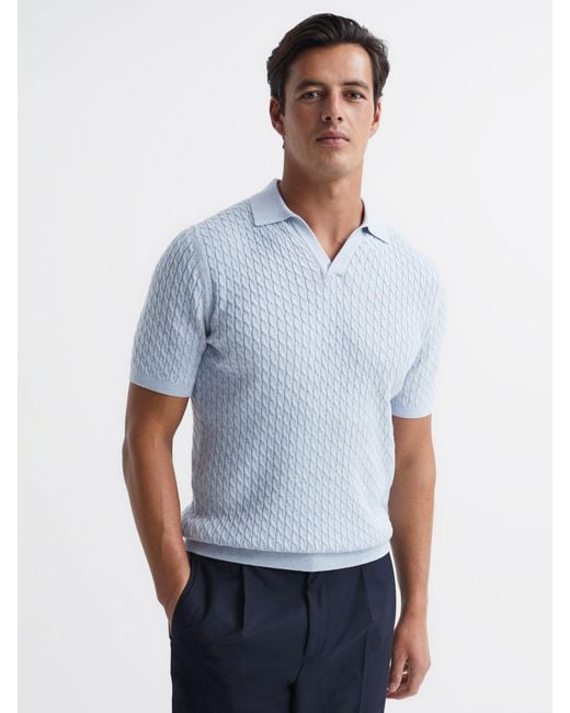 Reiss Federico Short Sleeve Polo in Blue for Men | Lyst UK