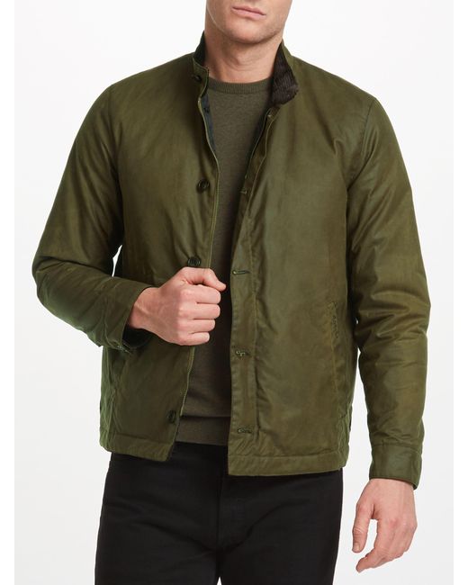 Barbour Green Tolk Waxed Cotton Harrington Jacket for men