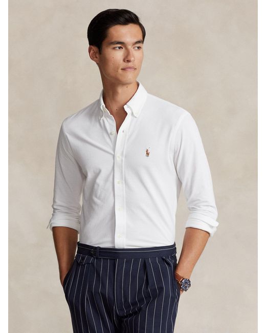 Ralph Lauren White Polo Long Sleeve Regular Shirt for men