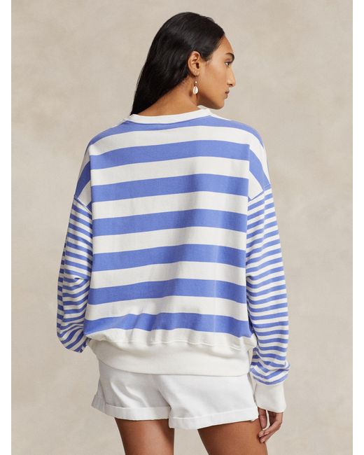Ralph Lauren Blue Polo Stripe French Terry Sweatshirt