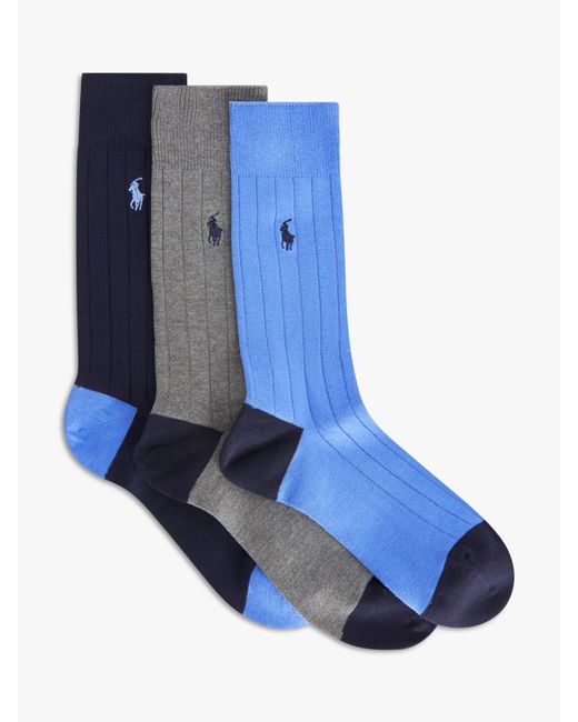 Ralph Lauren Blue Polo Soft Rib Ankle Socks for men