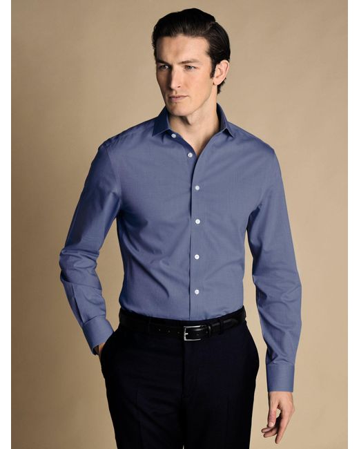 Charles Tyrwhitt Blue Non-iron Poplin Shirt for men