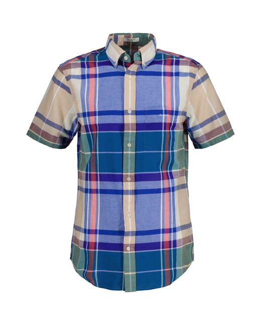 Gant Blue Madras Short Sleeve Shirt for men
