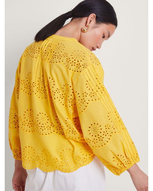 Monsoon Yellow Serena Broderie Top