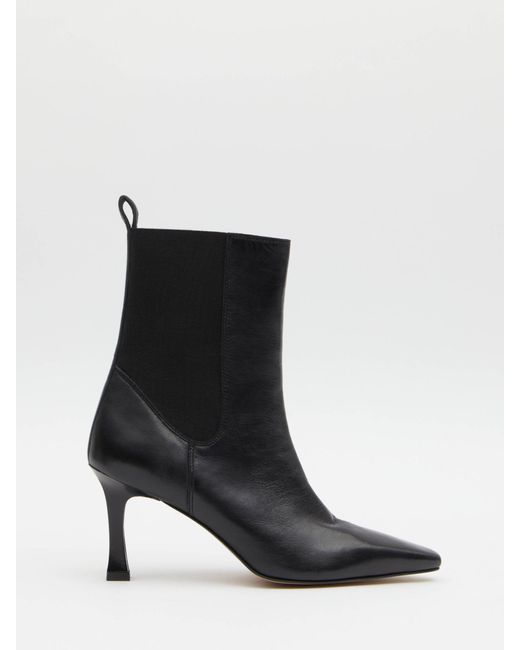 Black leather cheap stiletto booties
