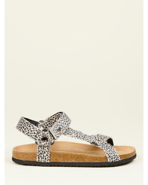 Brakeburn Natural Leopard Strap Sandals