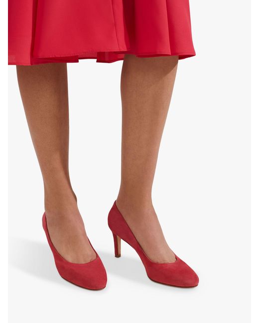 Hobbs Red Lizzie Suede Court Shoes