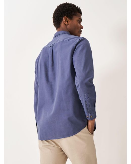 Crew Blue Garment Dyed Oxford Shirt for men