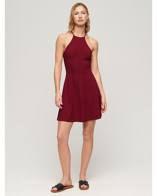 Superdry Red Jersey Fit And Flare Mini Dress