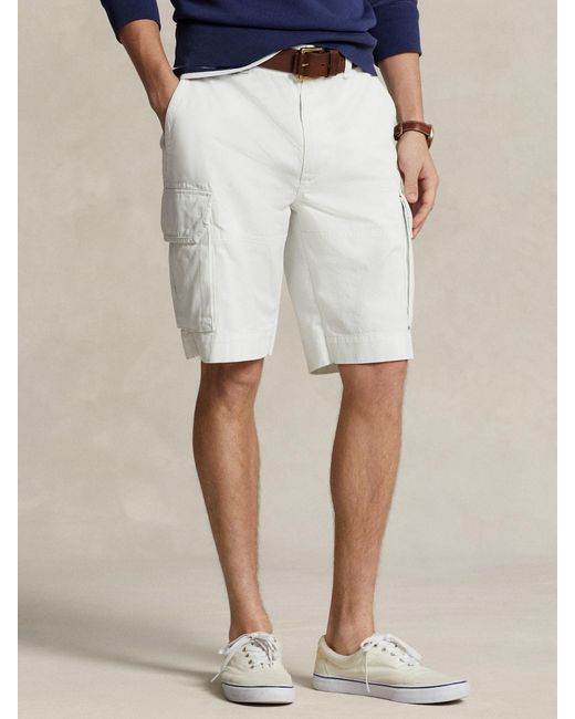 Ralph Lauren White Polo Gelar Cargo Shorts for men