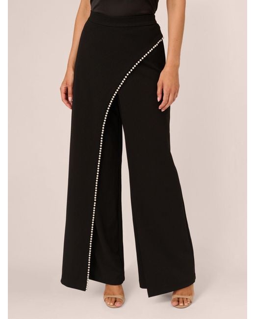 Adrianna Papell Black Pearl Wide Leg Crepe Trousers