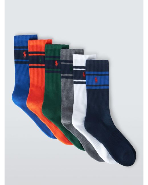 Ralph Lauren Blue Stripe Crew Socks for men