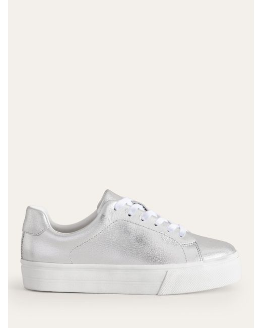 Boden White Leather Flatform Trainers