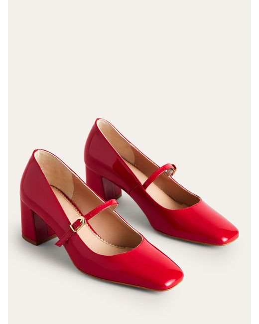 Boden Red Block Heel Mary Jane Shoes