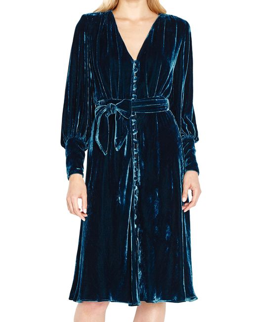 Ghost Blue Riley Velvet Dress