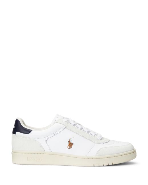 Ralph Lauren White Polo Leather Suede Court Trainers for men