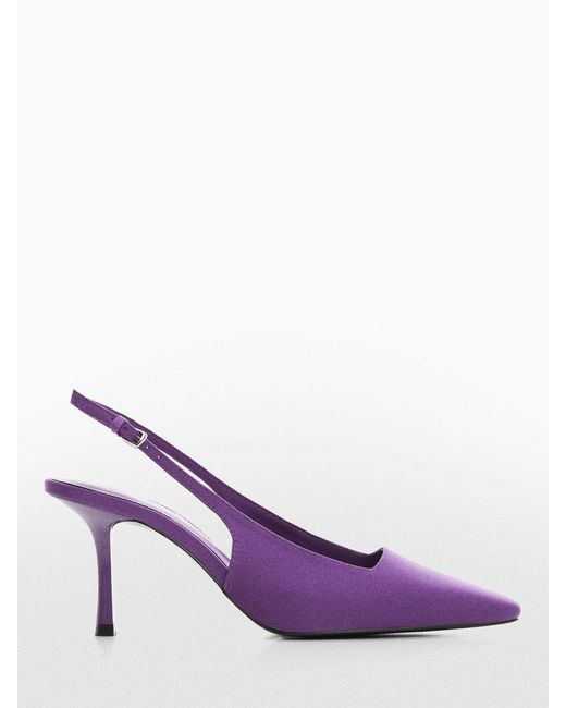 Mango Purple Pointed Square Toe Slingback Court Shoes