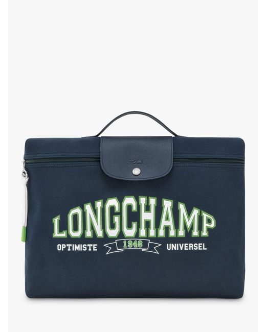 Longchamp Blue Le Pliage Cotton Jersey Logo Briefcase