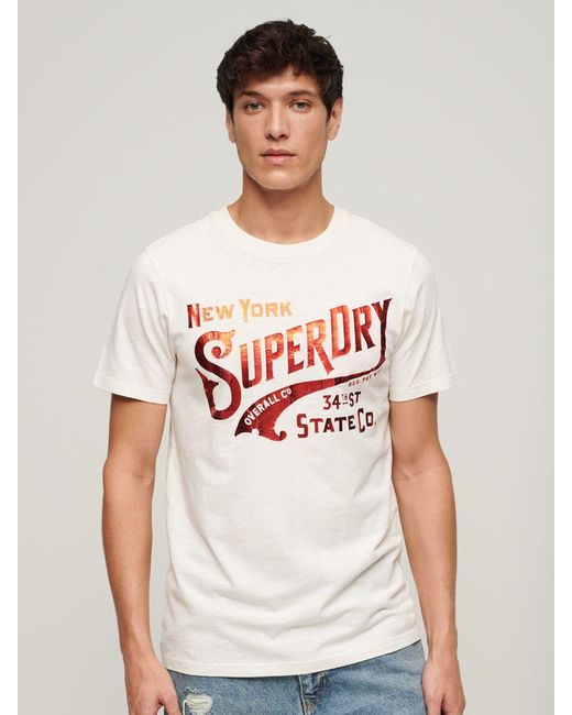 Superdry White Metallic Workwear Graphic T-shirt for men