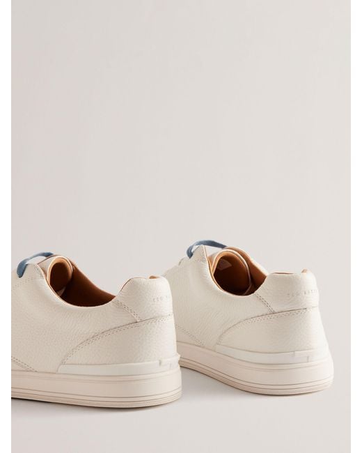 Ted Baker Natural Brentfd Textured Leather Low Top Trainers for men