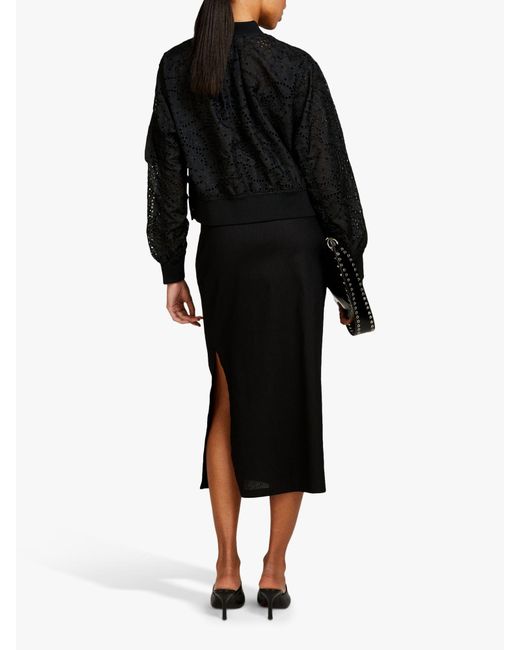 Sisley Black Linen Blend Midi Pencil Skirt